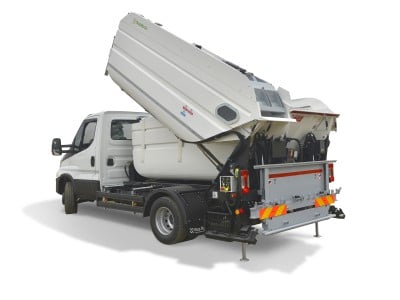 Compactador satélite ORUS Twin Pack com carregamento posterior para recolha de resíduos (split)